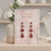 赤面コーラルピンクマーブルストーンアートディスプレイカード 名刺