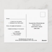 赤面コーラルピンク秋フローラウェディングRSVP ポストカード (裏面)