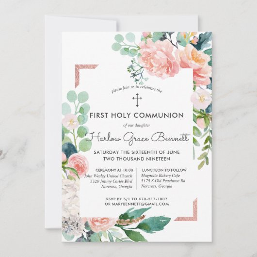 赤面サマーフローラファーストコミュニオン招待状 招待状 (正面)