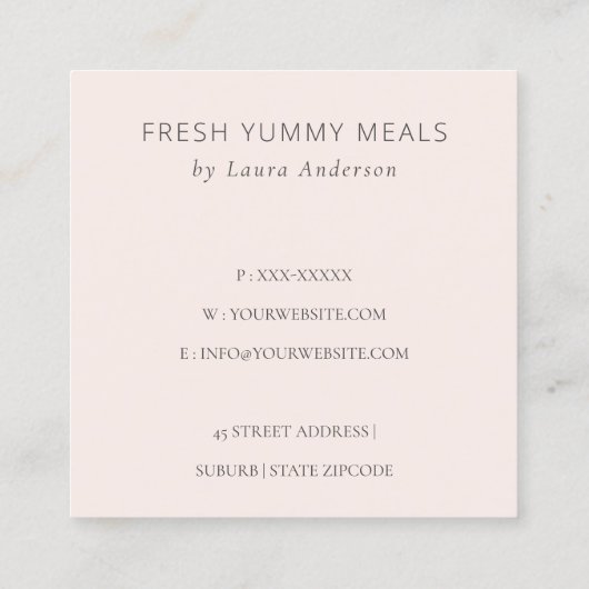 赤面シェフハットケータリングフローラウィスクサンキュー スクエア名刺 (裏面)