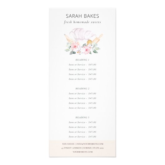 赤面シェフハットフローラウィスクベーカリーサービス価格 ラックカード (正面)