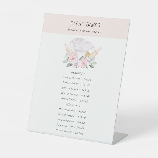 赤面シェフハットフローラウィスクベーカリーサービス価格 台座サイン (正面)