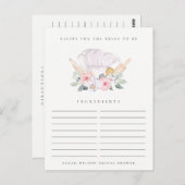 赤面シェフハットフローラレシピ要求ブライダルシャワー ポストカード (正面/裏面)