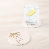 赤面シェルグラム金ゴールドグリッターパームツリー コースター (側面)