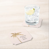 赤面シェルグラム金ゴールドグリッターパームツリー ペーパーコースター (インサイチュ)