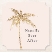 赤面シェルグラム金ゴールドグリッターパームツリー ペーパーコースター (正面)
