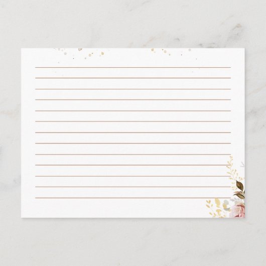 赤面シックフローラブライダルシャワーレシピカード ポストカード (裏面)