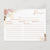 赤面シックフローラブライダルシャワーレシピカード ポストカード (正面)