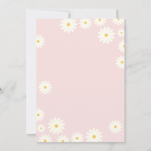 赤面シャワーにおけるデイジーピンク開花フローラベビー 招待状 (裏面)