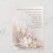 赤面シャンパンとケーキ,ブライダルシャワー 招待状 (正面/裏面)