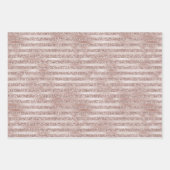 赤面シャンパンピンクグリッターグラムストライプズ ラッピングペーパーシート (正面2)