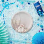 赤面シャンペンおよびケーキ ペーパープレート (パーティー)