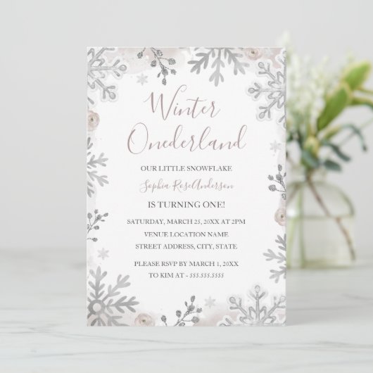 赤面シルバーウィンターオネダーランド1歳の誕生日 招待状 (スタンド正面)