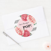 赤面シルバーピンクのフローラベビーシャワー準備ができてポップ・アートの ラウンドシール (封筒)
