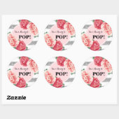 赤面シルバーピンクのフローラベビーシャワー準備ができてポップ・アートの ラウンドシール (シート)