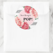 赤面シルバーピンクのフローラベビーシャワー準備ができてポップ・アートの ラウンドシール (バッグ)