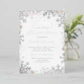 赤面シルバーベージュスノーフレークキンセアニェラ 箔招待状 (立ち正面)