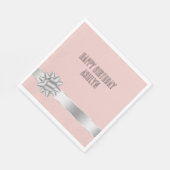 赤面シルバーリボン弓誕生日 スタンダードランチョンナプキン (角)