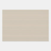 赤面シンプルサージグリーンピンクストライプのパターン ラッピングペーパーシート (正面3)