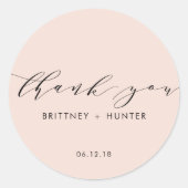 赤面シンプルピエレガントンク結婚THANK ラウンドシール (正面)