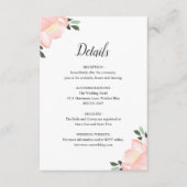 赤面シンプルピンクのフローラエレガントな結婚式 エンクロージャーカード (正面)