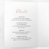 赤面シンプルピンクのフローラエレガントな結婚式 三つ折り招待状 (内部最初)