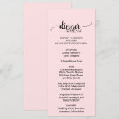 赤面シンプルピンクの書結婚道のメニュー メニュー (正面/裏面)