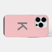 赤面シンプルピンクシックモノグラムカスタム iPhoneケース (裏面横)