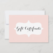 赤面シンプルピンクパステルギフト証明書カード (正面)