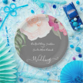 赤面シンプルピンクフシヤフローラ結婚ズ ペーパープレート (パーティー)