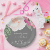 赤面シンプルピンクフシヤフローラ結婚ズ ペーパープレート (パーティー)