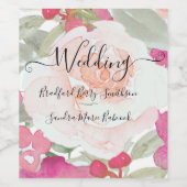 赤面シンプルピンクフシヤフローラ結婚ズ ワインラベル (シングルラベル)