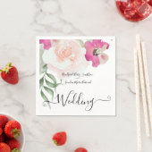 赤面シンプルピンクフシヤフローラ結婚式招待状 スタンダードカクテルナプキン (インサイチュ)