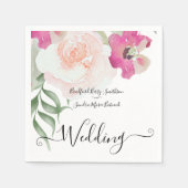 赤面シンプルピンクフシヤフローラ結婚式招待状 スタンダードカクテルナプキン (正面)