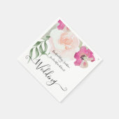 赤面シンプルピンクフシヤフローラ結婚式招待状 スタンダードカクテルナプキン (角)