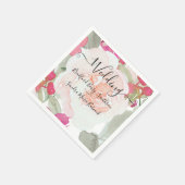 赤面シンプルピンクフシヤフローラ結婚式招待状 スタンダードカクテルナプキン (角)
