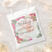赤面シンプルピンクフシヤフローラ結婚式招待状 フェイバーバッグ (クリップ留めされた状態)