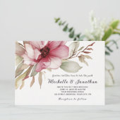 赤面シンプルピンクフラワークリスチャン結婚バイブル 招待状 (スタンド正面)