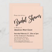 赤面シンプルピンクブライダルシャワータイポグラフィ 招待状 (正面/裏面)