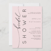 赤面シンプルピンクブライダルシャワー 招待状 (正面)