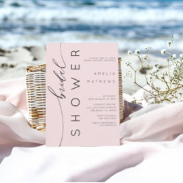 赤面シンプルピンクブライダルシャワー 招待状