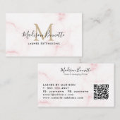 赤面シンプルピンクマーブルタイポグラフィモノグラム 名刺 (正面/裏面)