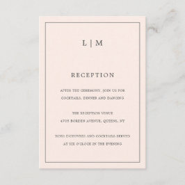 赤面シンプルピンクモノグラムエレガントウェディング エンクロージャーカード