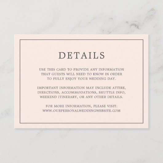 赤面シンプルピンクモノグラムエレガントウェディング エンクロージャーカード (正面)