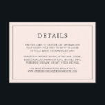 赤面シンプルピンクモノグラムエレガントウェディング エンクロージャーカード<br><div class="desc">シンプル薄い結婚詳細に囲まれたモダンデザインを備えたエレガントのエンクロージャカー縁どド。すべての文字は、赤面のピンクの背景の上に灰色である。フォントと背景色は、の「クリック」ボタンで希望する色に変カスタマイズ更する。ミニマルスタイリッシュなカップルのためのシックで素晴らしデザイン。</div>