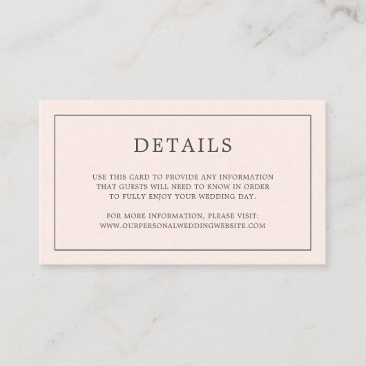 赤面シンプルピンクモノグラムエレガントウェディング エンクロージャーカード (正面)