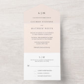 赤面シンプルピンクモノグラムエレガントウェディング オールインワン招待状 (内側)