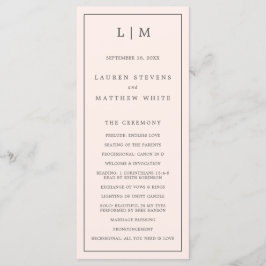 赤面シンプルピンクモノグラムエレガントウェディング プログラム