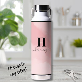赤面シンプルピンクモノグラム ウォーターボトル