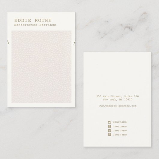 赤面シンプルピンクレザーネックレスディスプレイ 名刺 (正面/裏面)